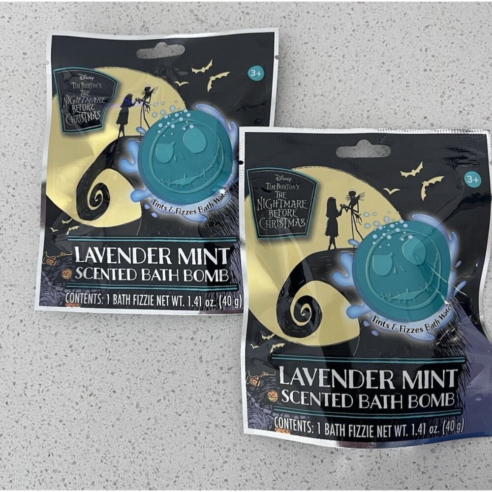 Set of 2 Disney The Nightmare Before Christmas Lavender Mint Scented Bath Bomb